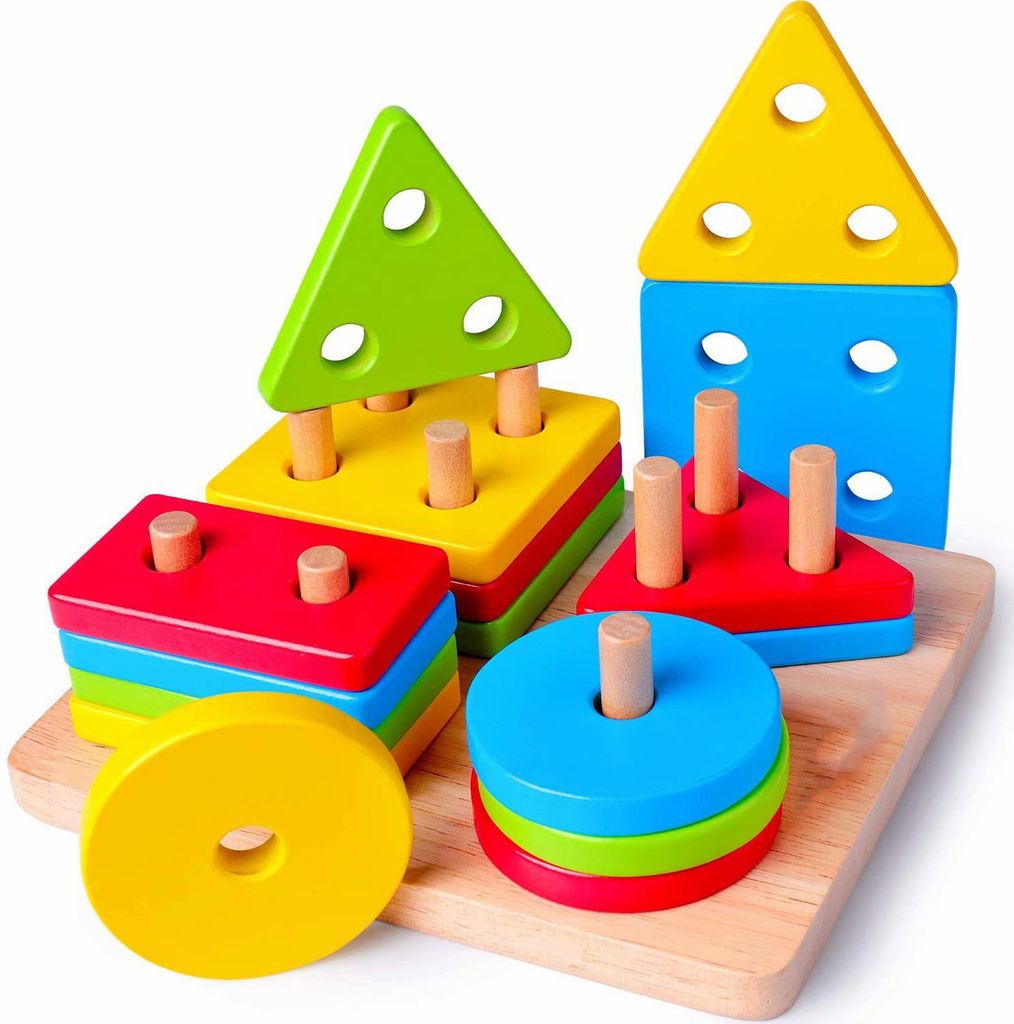 Holz Montessori Spielzeug Form Größen Sortierspiel für Kleinkinder 1 2 3 