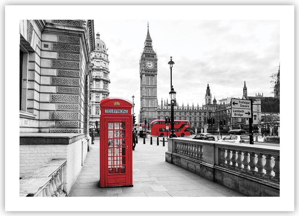 Poster - Poster ohne Rahmen - Schuppen Telefon London - 70x50 cm - Wand Bild - Wanddeko - Wandbilder - Kunstposter - Wandposter - Bilder - Kunstdru...