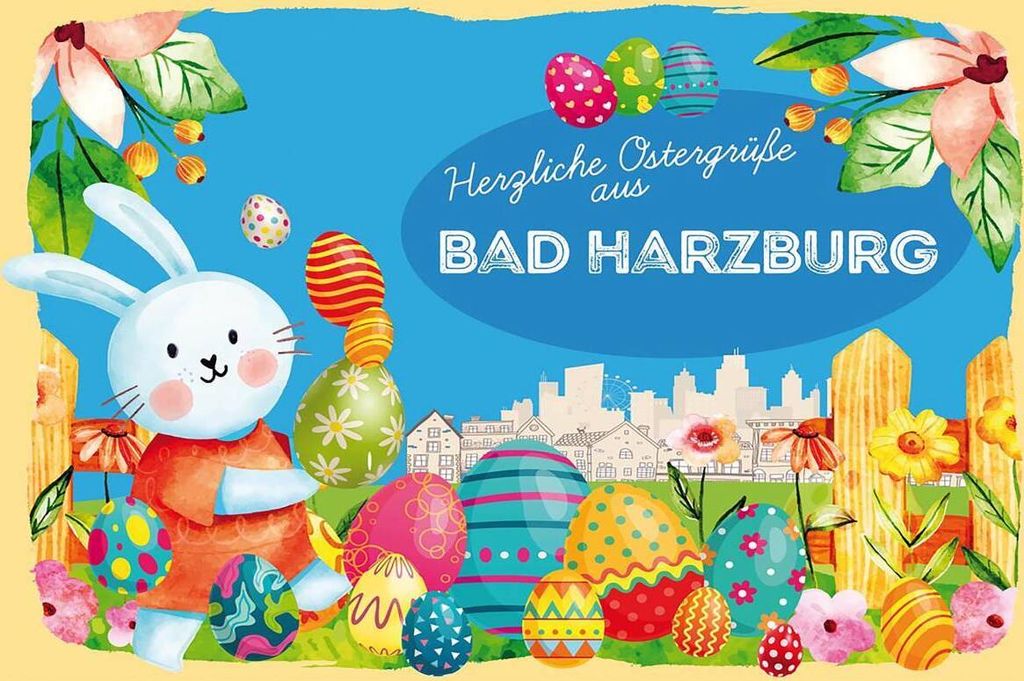 vianmo Holzschild 12x18 cm Ostergrüße BAD HARZBURG Produktbild 