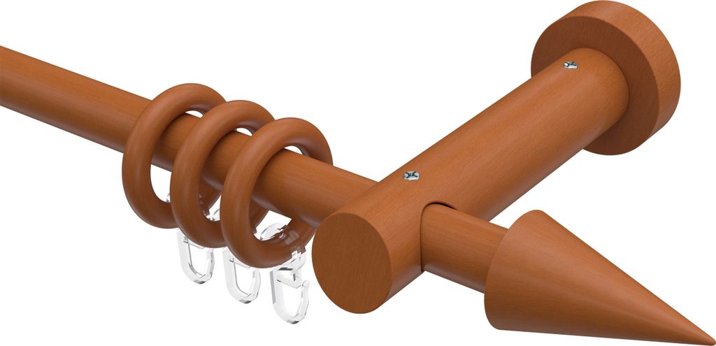 Interdeco Gardinenstange / Vorhangstange Kirschbaum lackiert, Typ Talena Siveo (Kegel), 20 mm Ø 1-läufig, 200 cm