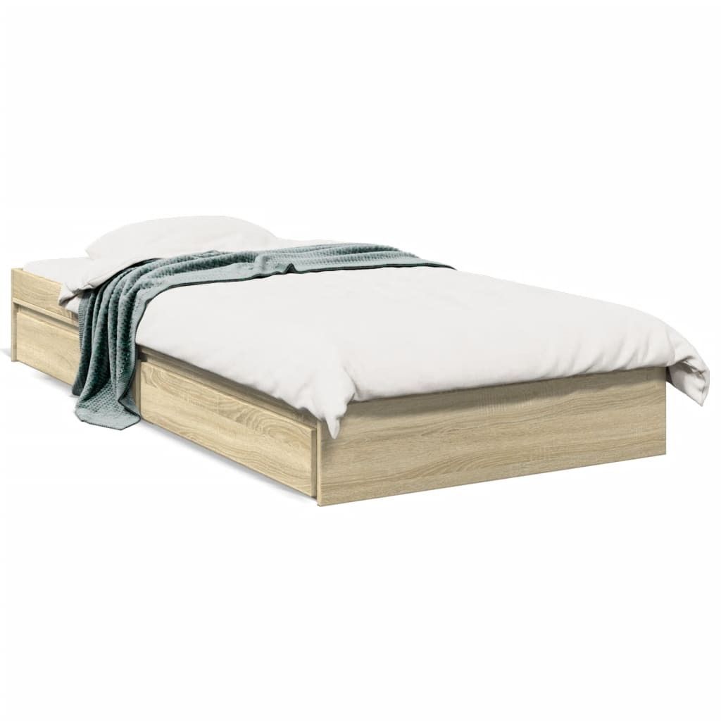vidaXL Bettgestell mit Schubladen Sonoma-Eiche 100x200cm Holzwerkstoff