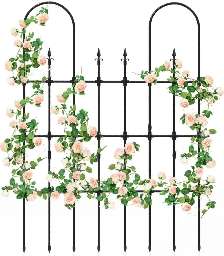 Treillis de jardin pour plantes grimpantes en métal noir inoxydable