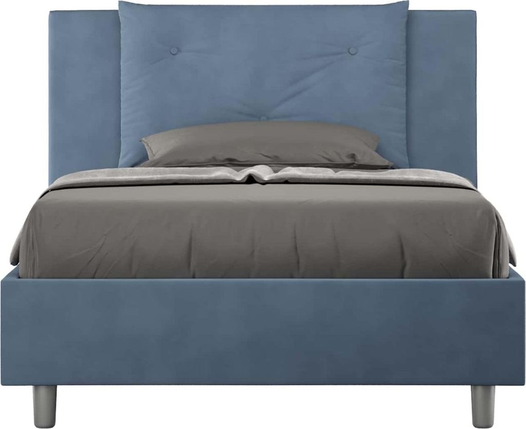 ITYHOME - Gepolstertes Bett mit Lattenrost 120x200 mit Mikrofaserbezug Blau Appia