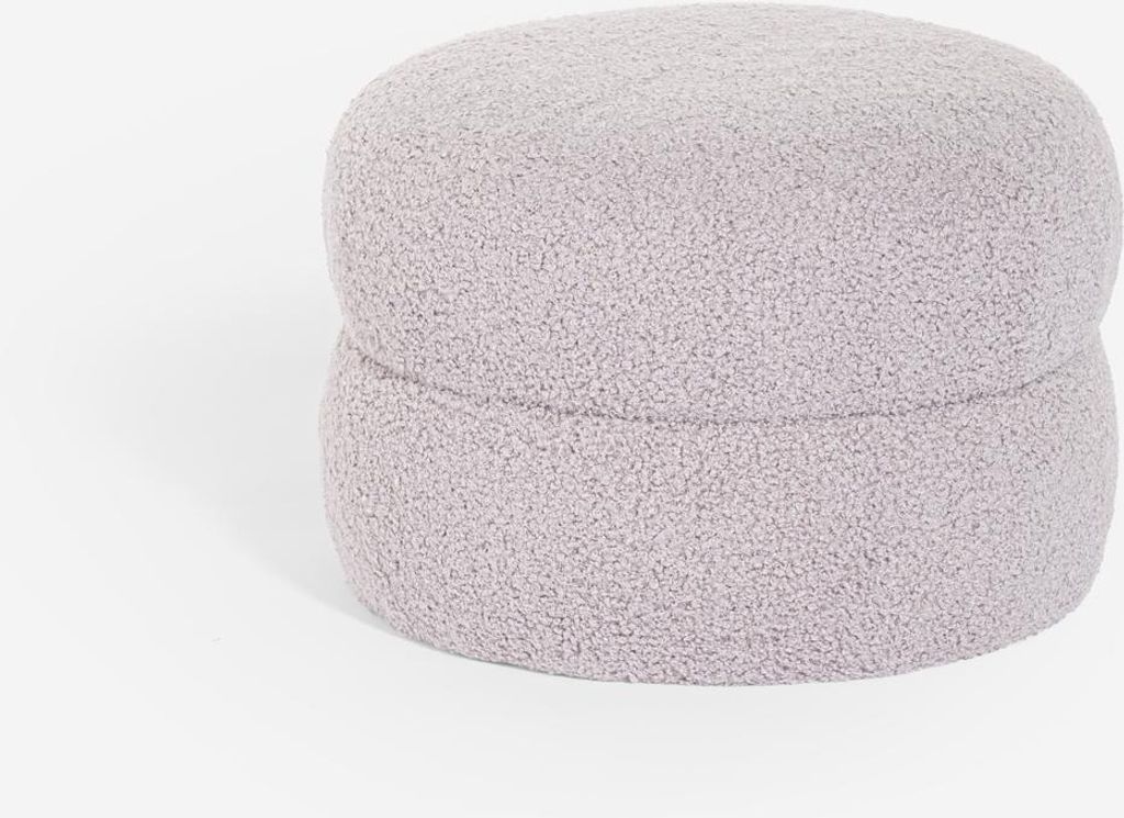 Fusshocker niedrig für das Wohnzimmer aus Teddybouclé-Stoff Raion - Grau