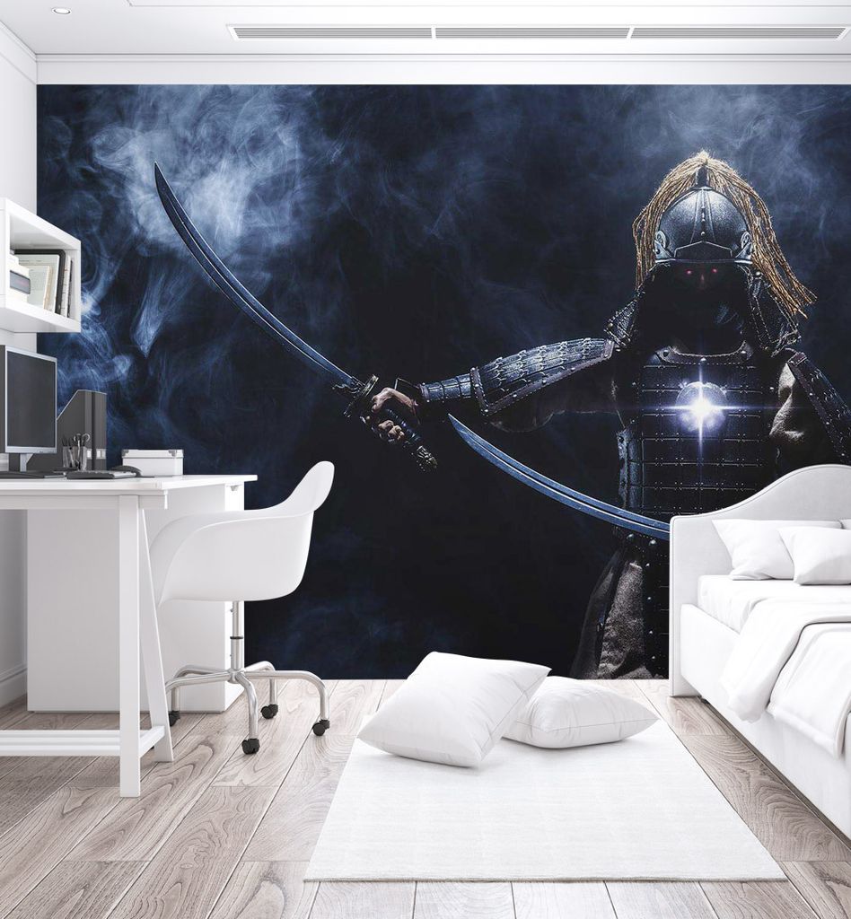 Fototapete Asiatischer Krieger mit Schwert, Material:Premium Vlies 150g/qm, Größe Tapete:260 x 260cm