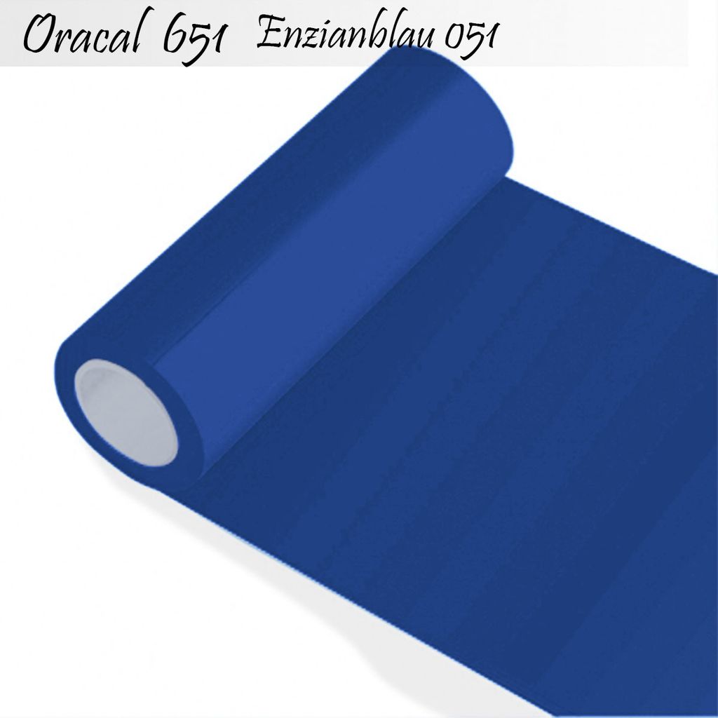 Oracal 651 - Orafol Folie 10m (Laufmeter) freie Farbwahl 55 glänzende Farben - glanz in 4 Größen, 50 cm Folienhöhe - Farbe 51 - enzianblau