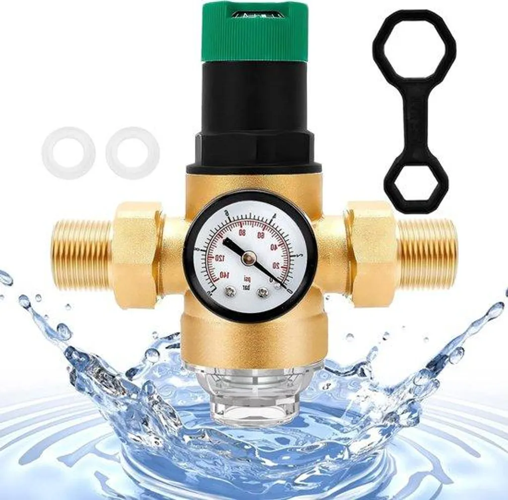 Régulateur de pression d'eau réglable 3/4 pouce avec manomètre intégré