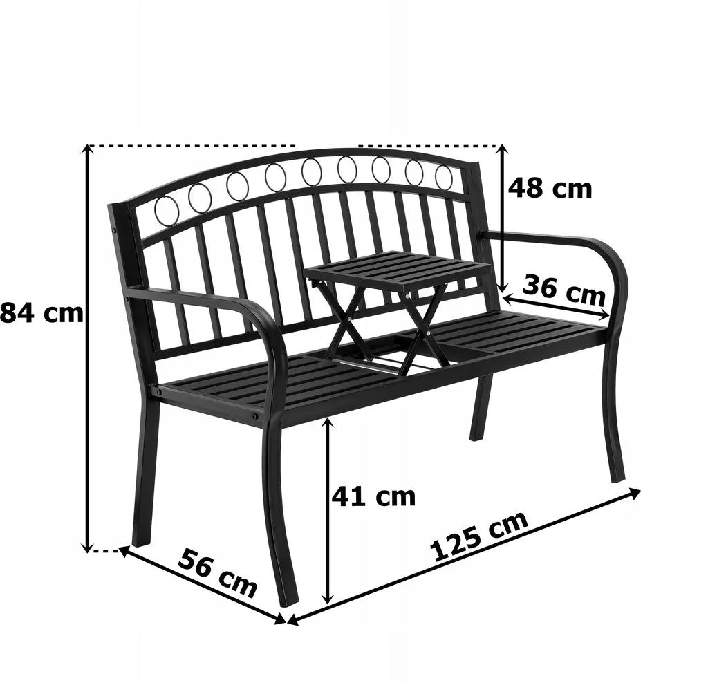 Banc de jardin public avec table intégrée résistant aux intempéries - 3