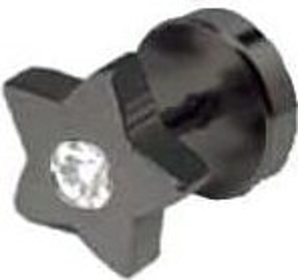 Ohrstecker Fake Ear Plug Stern Black Kristall Stein Weiss 8mm Ohrpiercing