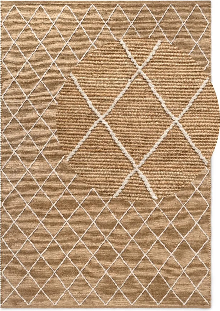 Tapis Kunu 106208 Natural Gold White 80x150 cm pour salon chic