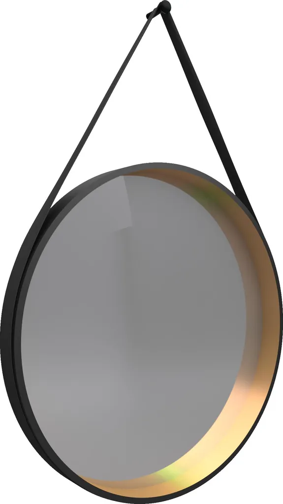 Miroir de bain noir mat et bronze 55cm - Design rond CIRCLE HORUS