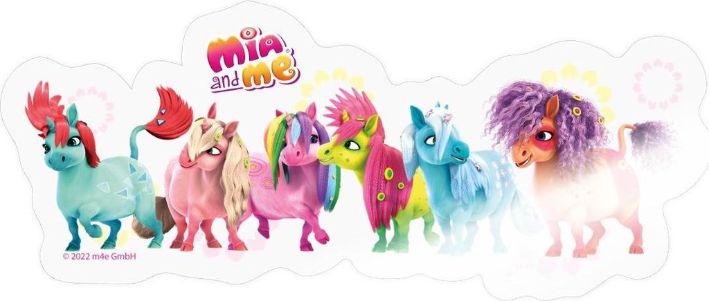 Spreadshirt Mia and Me Bunte Einhörner Sticker Aufkleber, 10 x 10 cm, Transparent glänzend