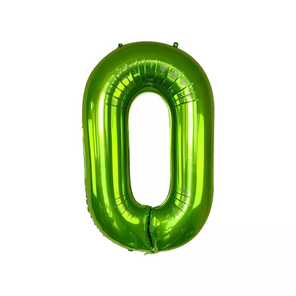 Ballon en plastique nombre 0, environ 100 cm, vert Image du produit 