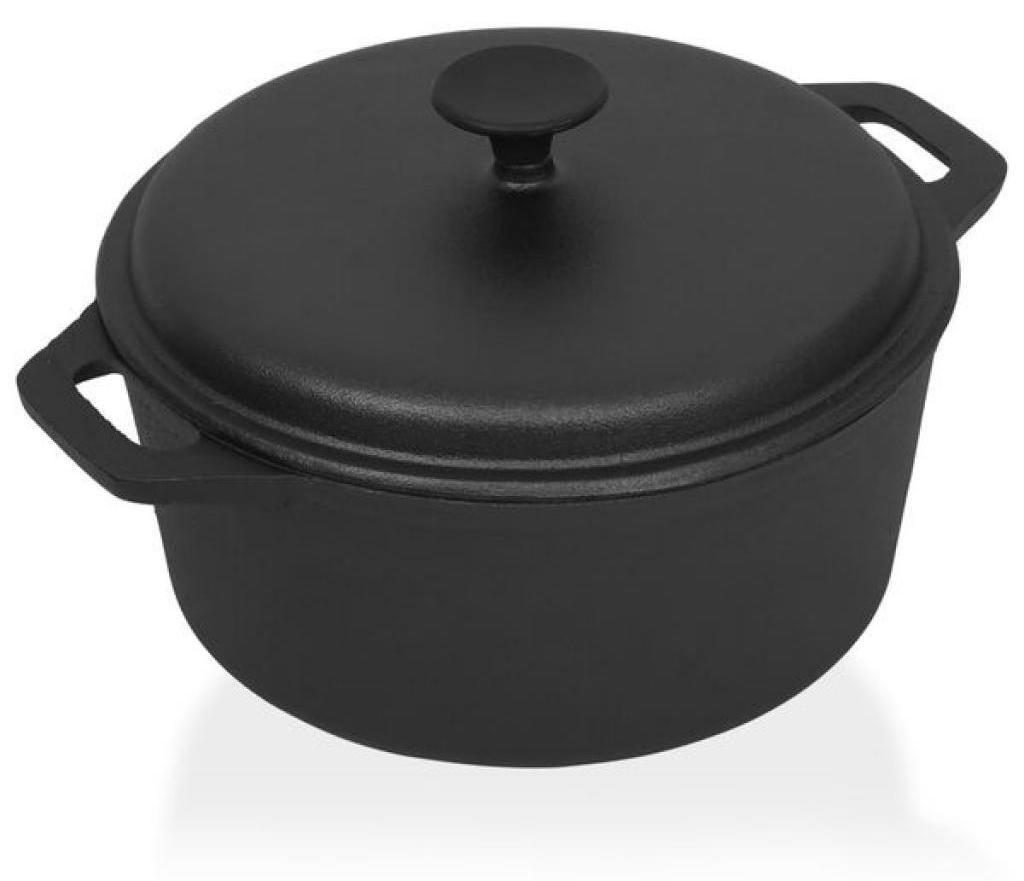 Zimilo Gusseisen Topf Ø26,5 cm mit Deckel, 5L Schmortopf, Induktion geeignet, Bräter für Ofen Grill Eintopf Backen