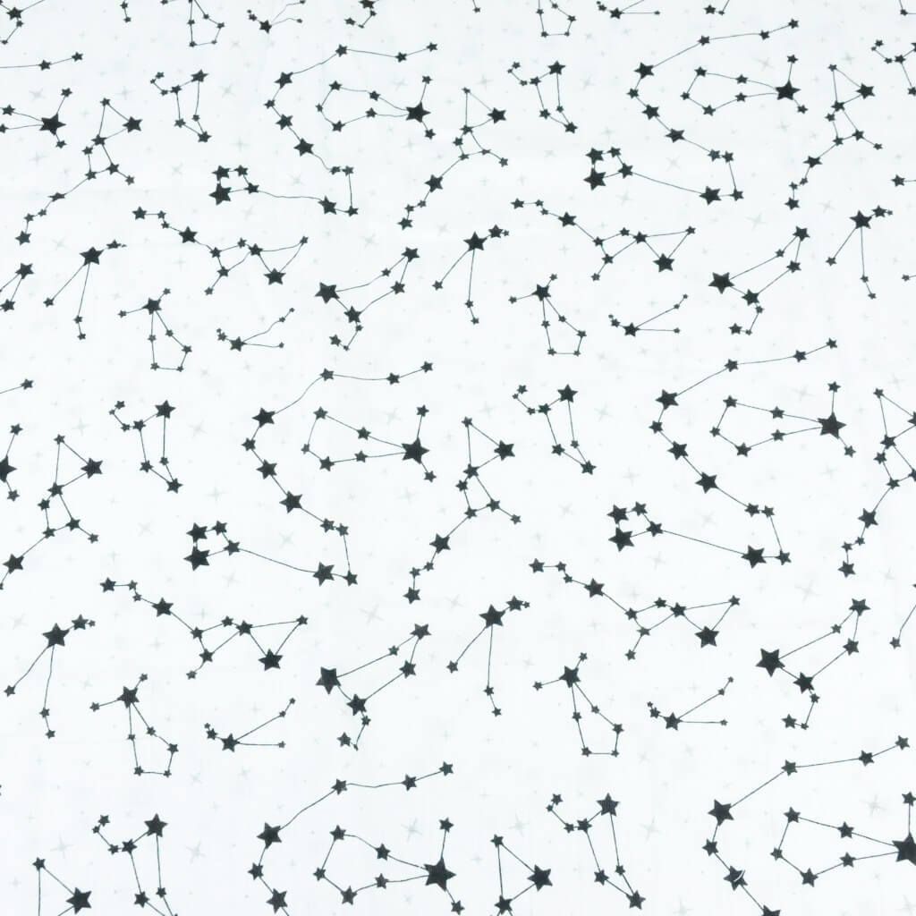Baumwoll-Musselin - schwarze Konstellation auf weißem Hintergrund