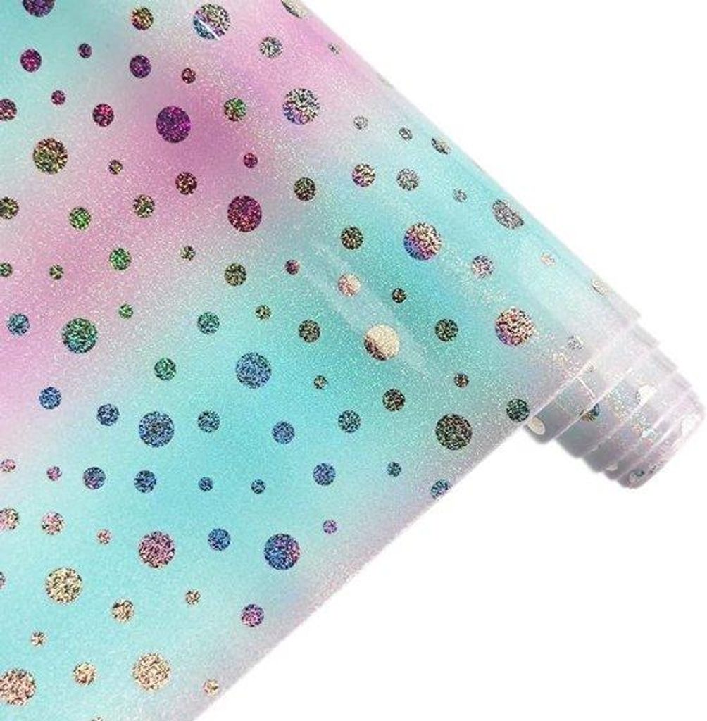 12x53 Inch, Iriserend Polka Dots Patroon - DIY Naaien, Ambachten, Bogen, Sieraden Maken - Zachte Textuur - Luxe Uitstraling
