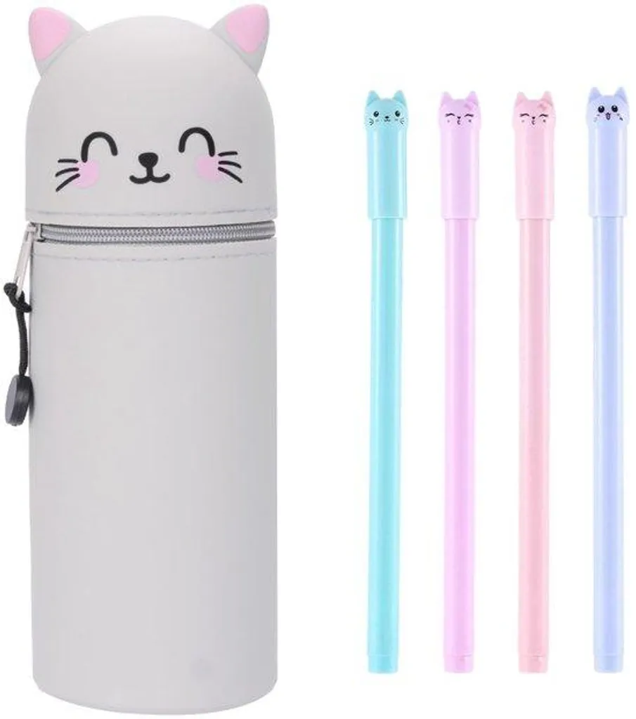 Support 2 en 1 télescopique pour stylos en silicone gris durable
