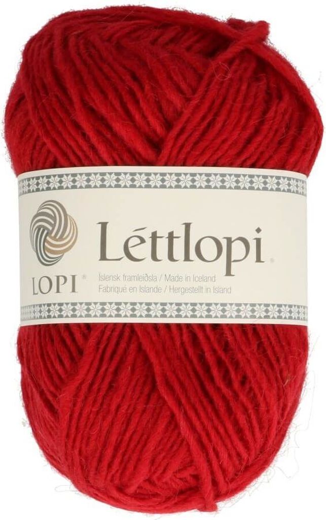 A ball of red yarn with a label.