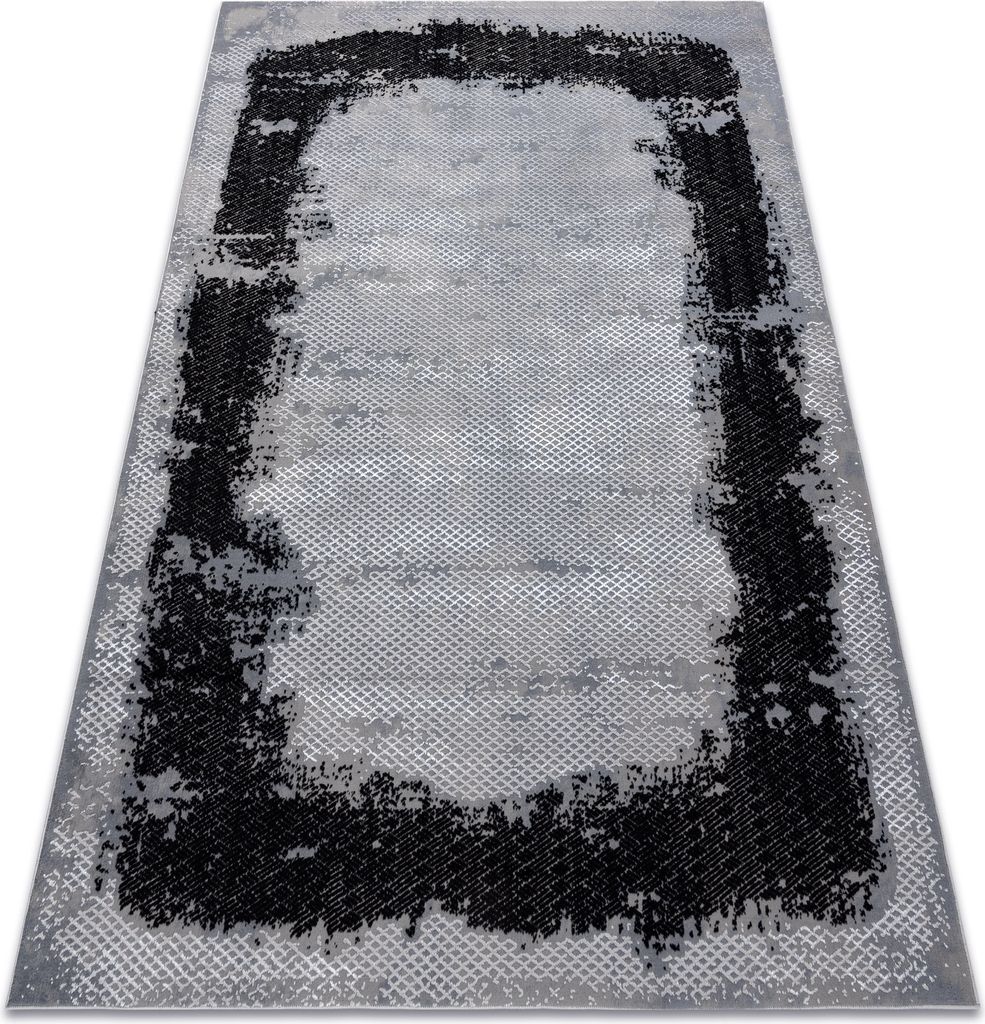 Teppich CORE A004 Rahmen, schattiert - Struktur zwei Vliesebenen, schwarz / hellgrau Grau 160x220 cm