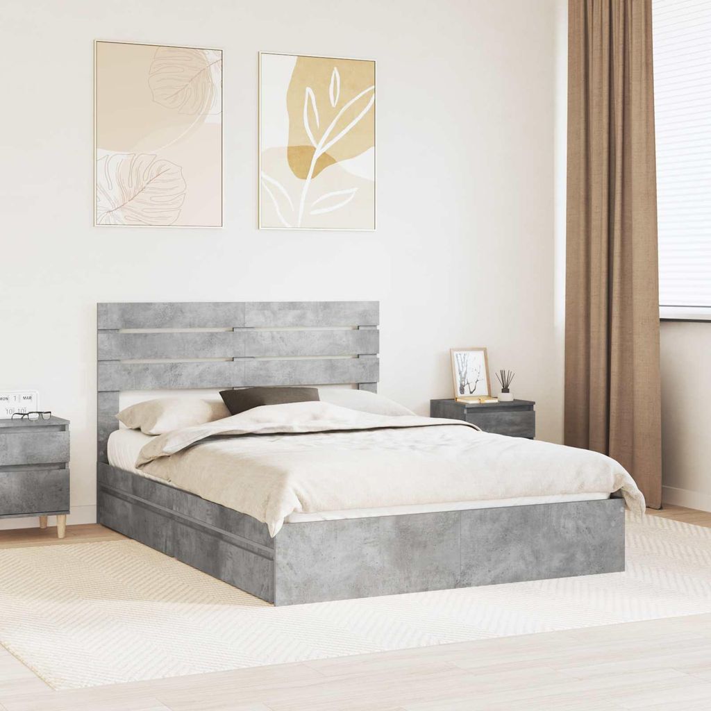 Maison Exclusive - Aufbewahrungsbett Beton Grau 150 x 200 cm Holzwerkstoff