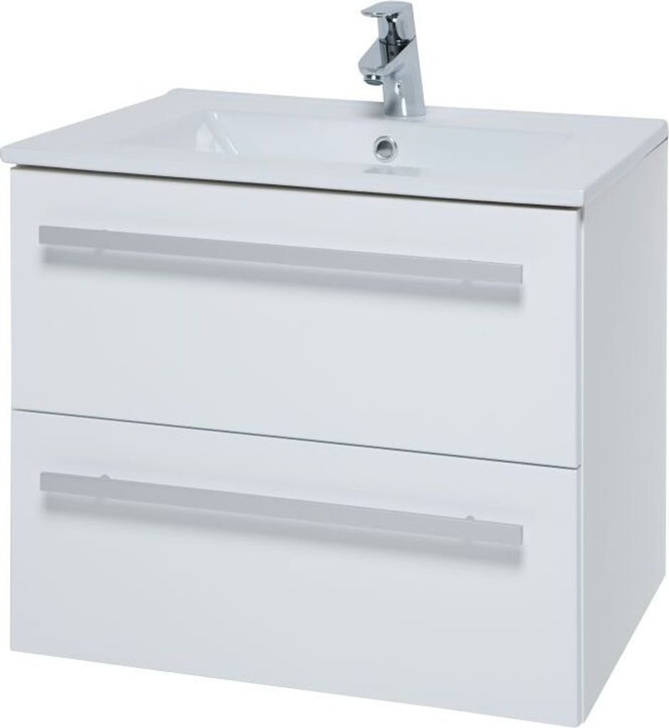 Waschtischunterschrank Bidar 37, Farbe: Weiß glänzend – 50 x 62 x 45 cm (H x B x T)