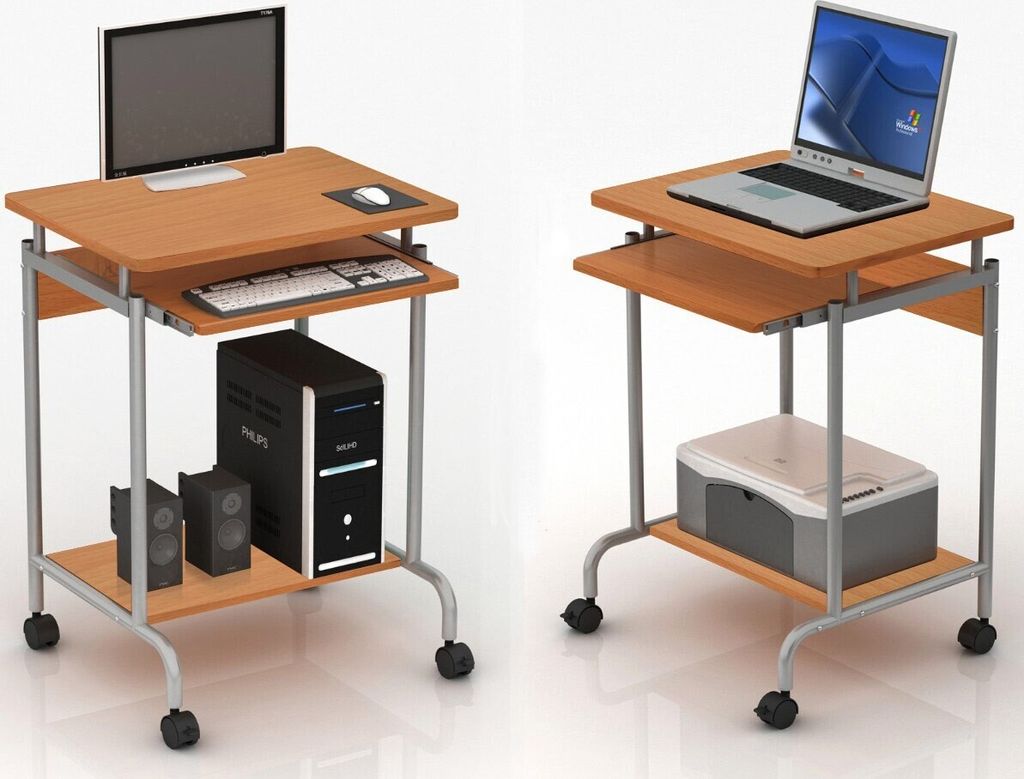 Scrivania mobile per computer Techly 600x450 faggio Immagine del prodotto 