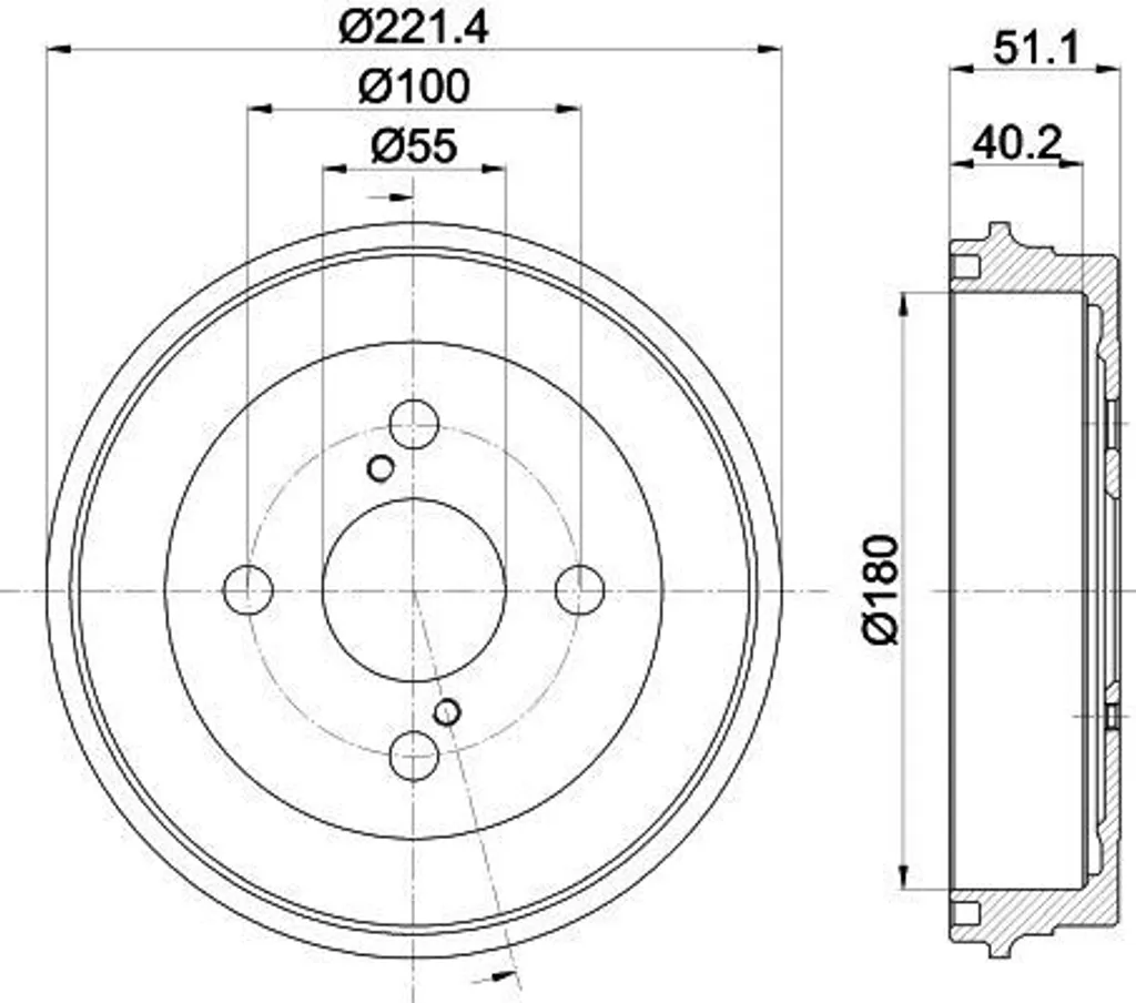Tambour de frein HELLA 8DT 355 303-021 pour Toyota IQ OE 4243174010