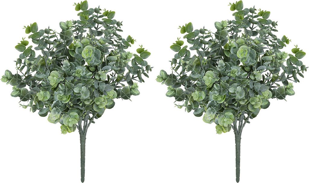 2 Stück Künstliche Eukalyptusblätter Stiele 7 Zweige Künstliche Pflanzen Blumen Blumenstrauß Tischdekoration Hausgarten Hochzeitsdekoration