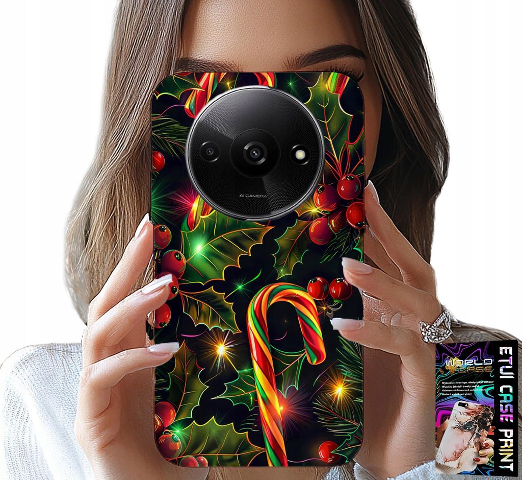 Hülle Für Xiaomi Redmi A3 - Zuckerstange, Mistelzweig, Weihnachtsbaum + Glas