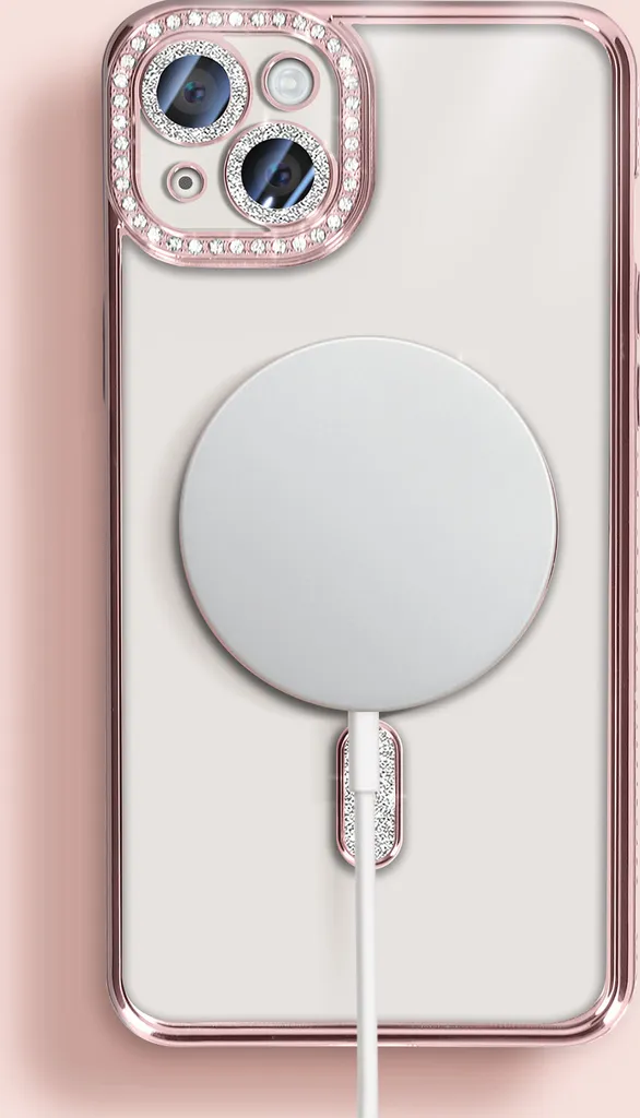GaoBao Custodia MagSafe Per IPhone 13/14 (6,1'') - Trasparente Con Glitter, Antiurto, Sottile, Rosa