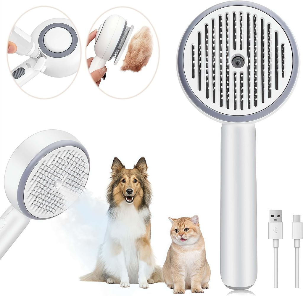 Katzenbürste Hundebürste, 4-in-1-Haustier-Dampfbürste mit Produktbild 