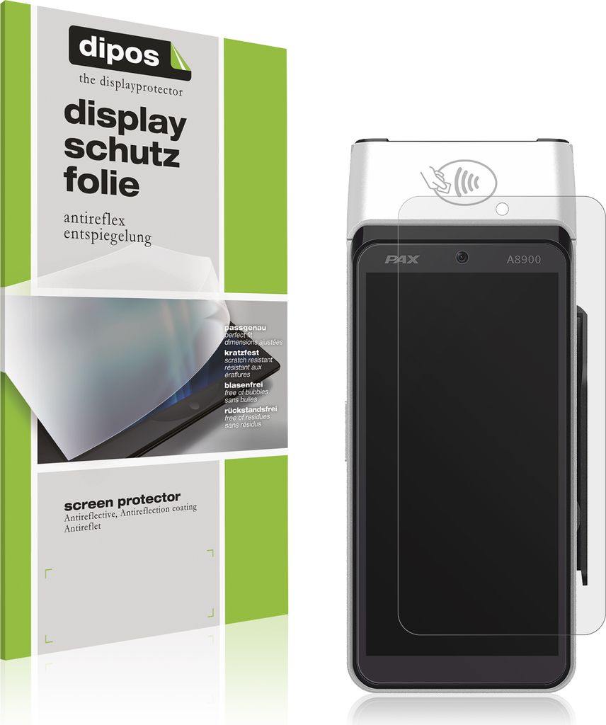 4x Schutzfolie für Pax A8900 matt Displayschutzfolie Folie Display Schutz dipos