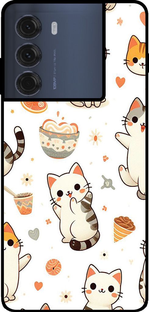 Smartphonica Handytasche passend für Motorola Moto G200 5G / Edge S30 mit Katzendruck - TPU Backcover Tasche mit Katzendesign