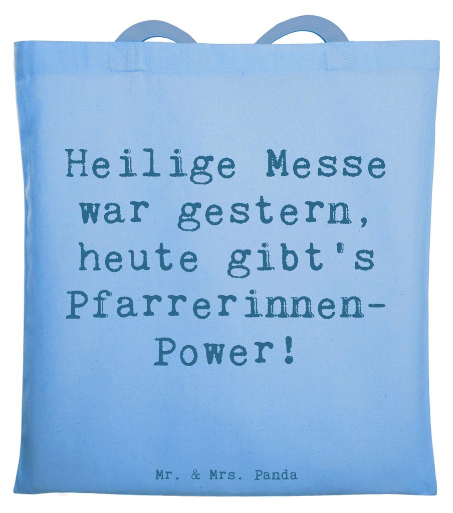 Mr. & Mrs. Panda Einkaufstasche Spruch Pfarrerinnen Power - Sky Blue - Geschenk, Schultasche, totebag, Beruf, Liebe, Gleichberechtigung, Tote Bag, ...