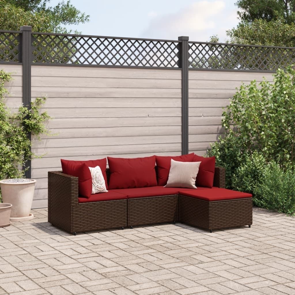 Maison Exclusive - 4-tlg. Garten-Lounge-Set mit Kissen Braun Poly Rattan