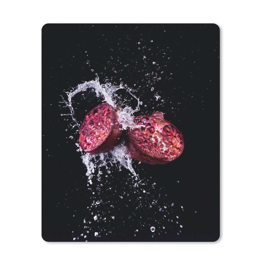 MuchoWow Mauspad Mousepad Granatapfel - Frucht - Wasser - Schwarz - Violett 19x23 cm - Mousepads - Maus Mat - Pad - Mausunterlage - Mauspads - Sp...