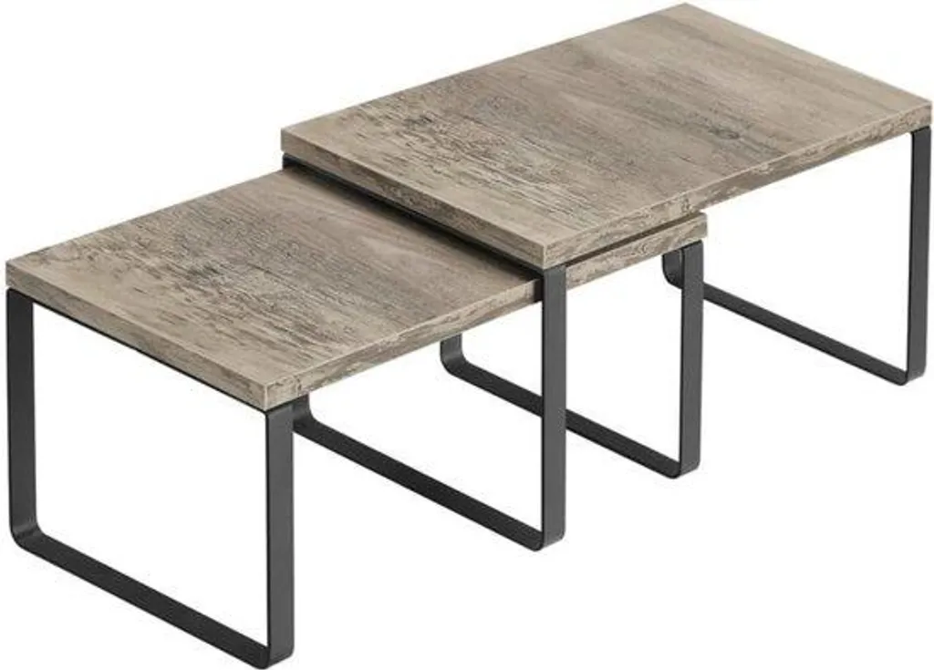 Ensemble de 2 Étagères de Cuisine Empilables en Métal et Bois Noir 20cm