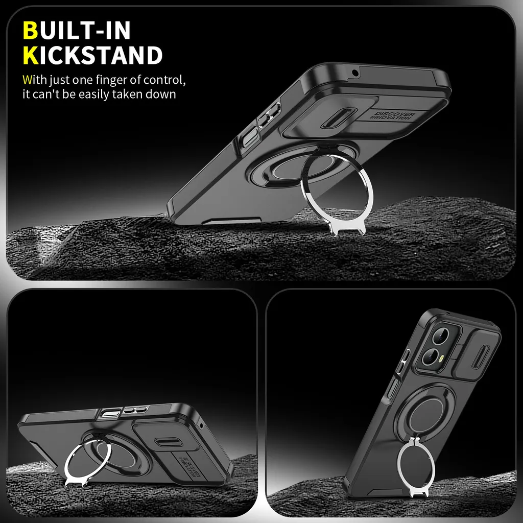 ENCASED Custodia Per IPhone 16 Pro Max Con Anello Magnetico Rotante – Compatibile MagSafe, Paraurti TPU, Traslucida Blu Metallizzato