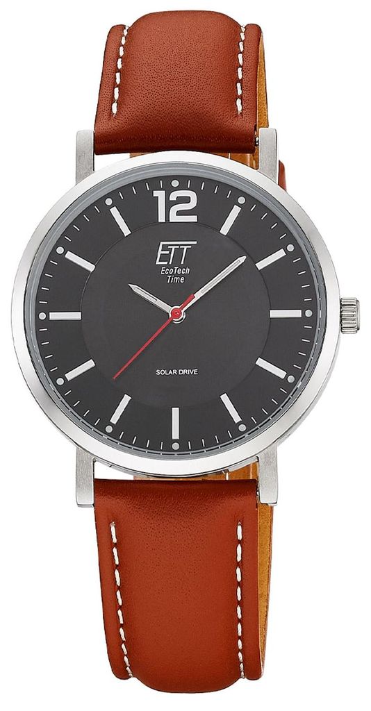 ETT EGS-12159-21L Solaruhr für Herren mit Lederband Braun/Schwarz