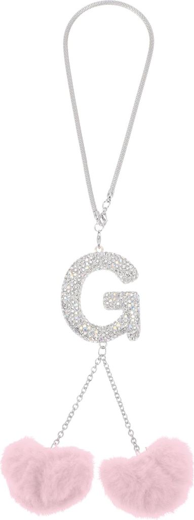 1 Stück Metallimitat Strassimitat Diamant Buchstabe g Herzform Pompon Anhänger Auto Rückspiegel Anhänger Zubehör Auto Hängeschmuck Pink