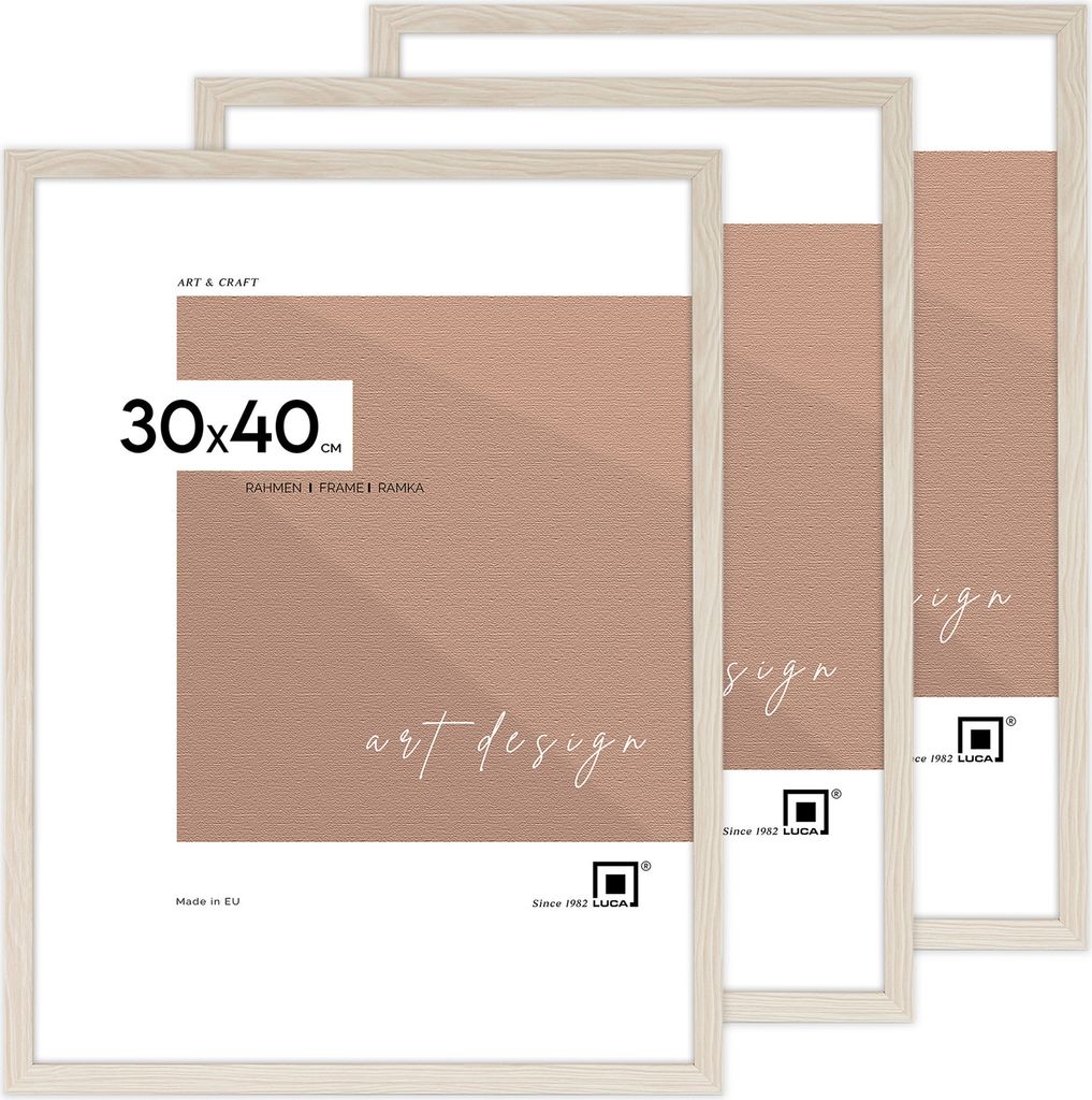 LUCA Frames, FDM, 3er-set Bilderrahmen, Farbe Cremeweiß, 30x40 cm