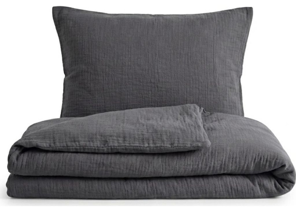 Musselin-Bettwäsche dunkelgrau