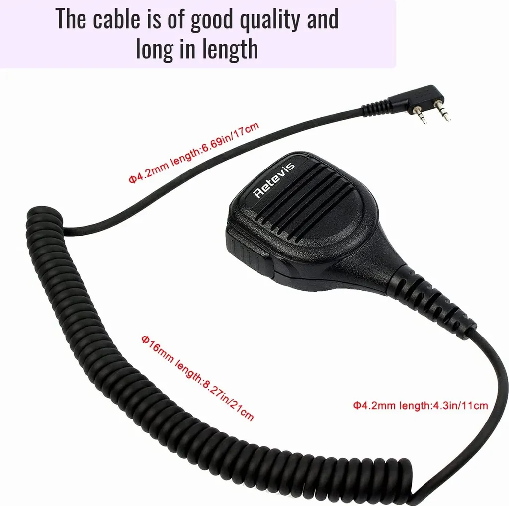 Microfono Esterno Retevis 2 Pin per Walkie Talkie RT24 RT27 RT618 - 7