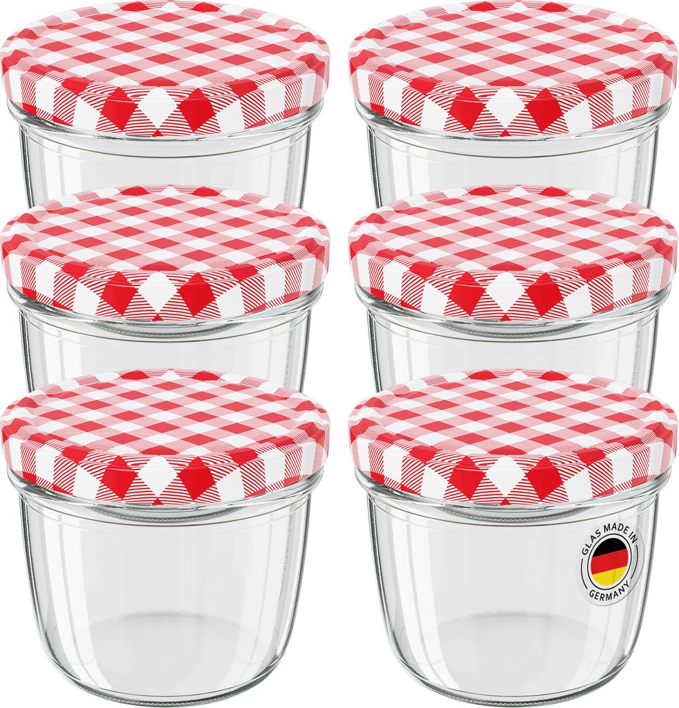 6 Stück WELLGRO Vorratsglas Einmachgläser Schraubdeckel rot Produktbild 