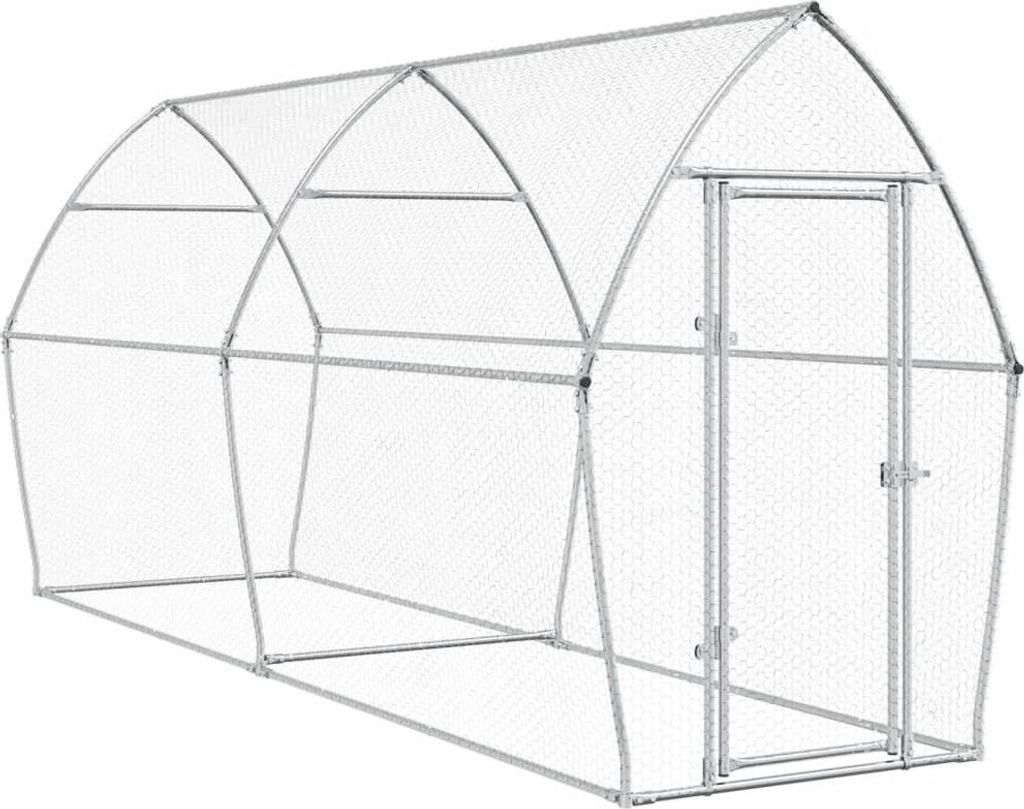 vidaXL Cage à poules argentée 400x105x182 cm Acier Image du produit 