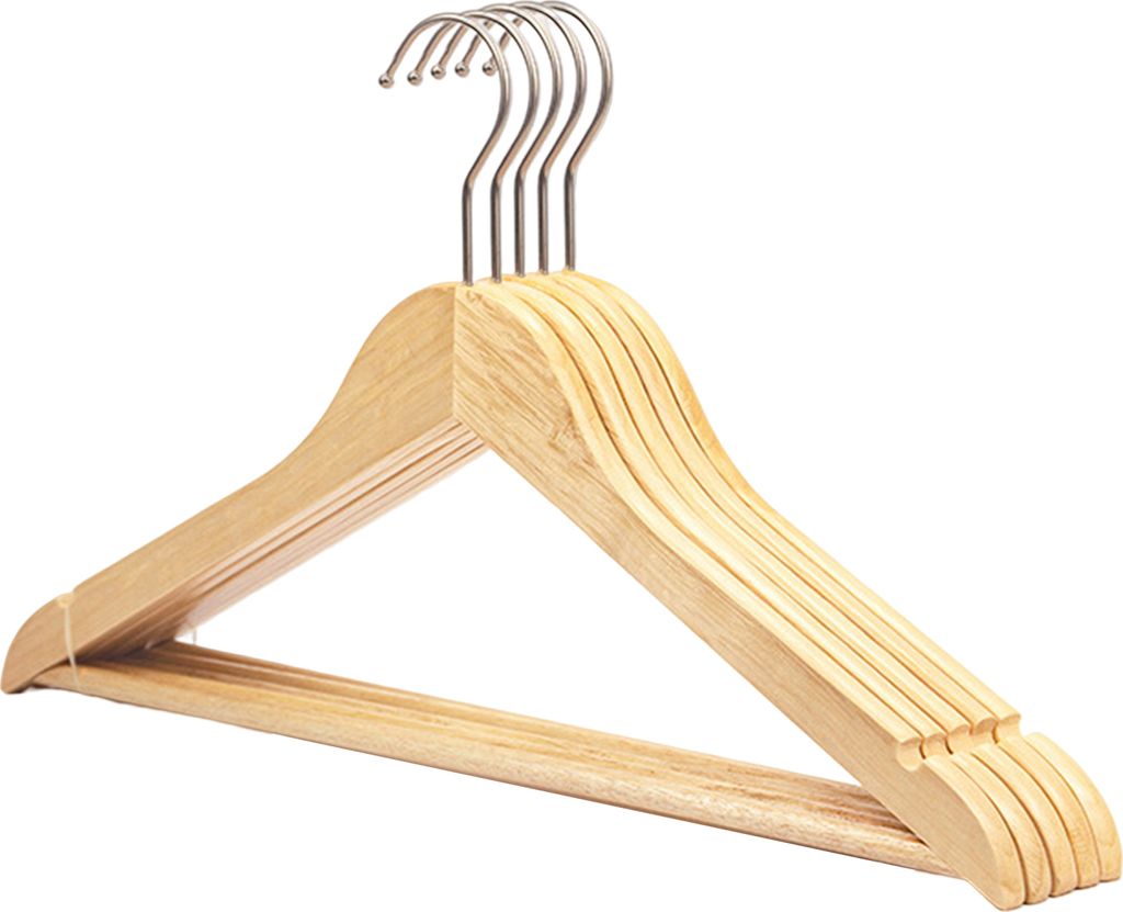 5 Stück Holzbügel, robust, langlebig, platzsparend, Kleiderbügel mit Metallhaken, Schrank-Organizer, Heimversorgung