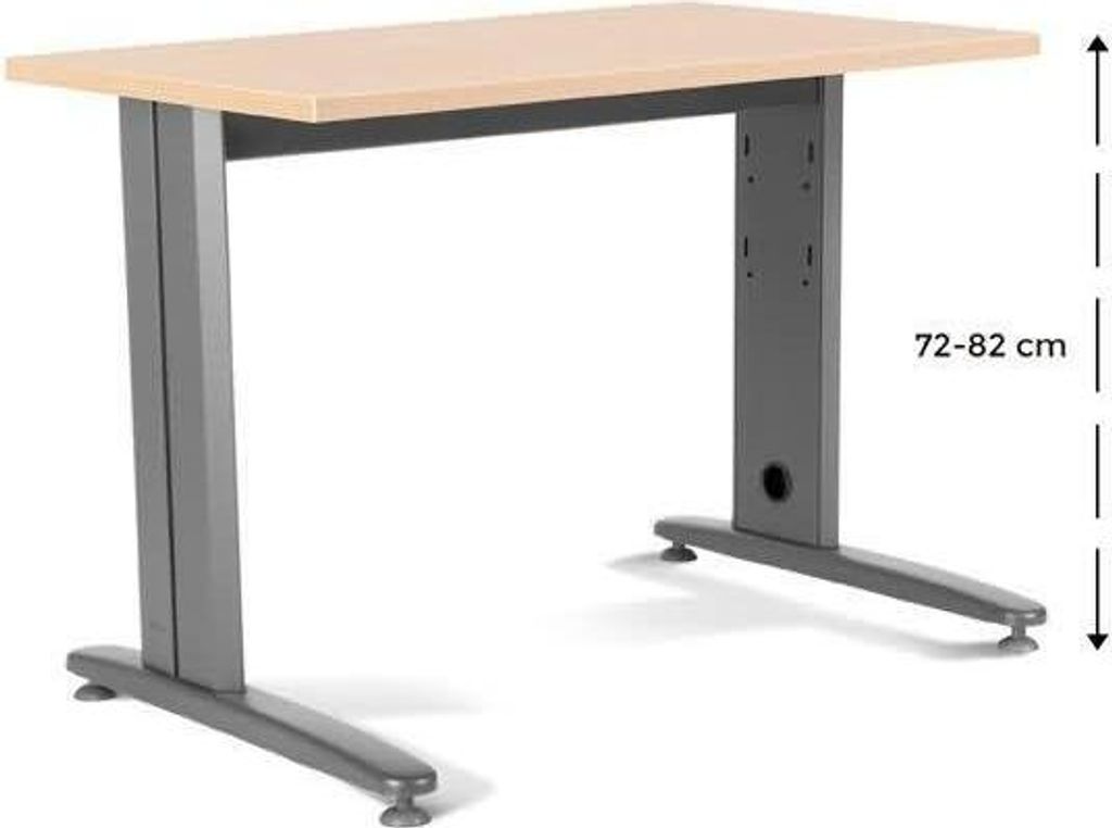 Schreibtisch Metal BxTxH 120x60x72cm Platte einstellbar Gestell grau Platte Melamin buche.
