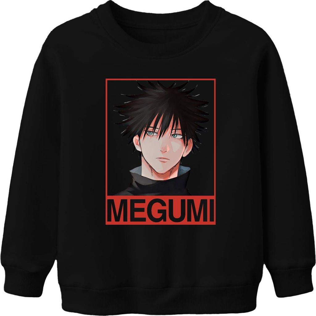 Megumi Fushiguro Jujutsu Kaisen Anime Fan Geschenk düster Otaku Uni Kinder Sweatshirt Pullover, Schwarz, 152