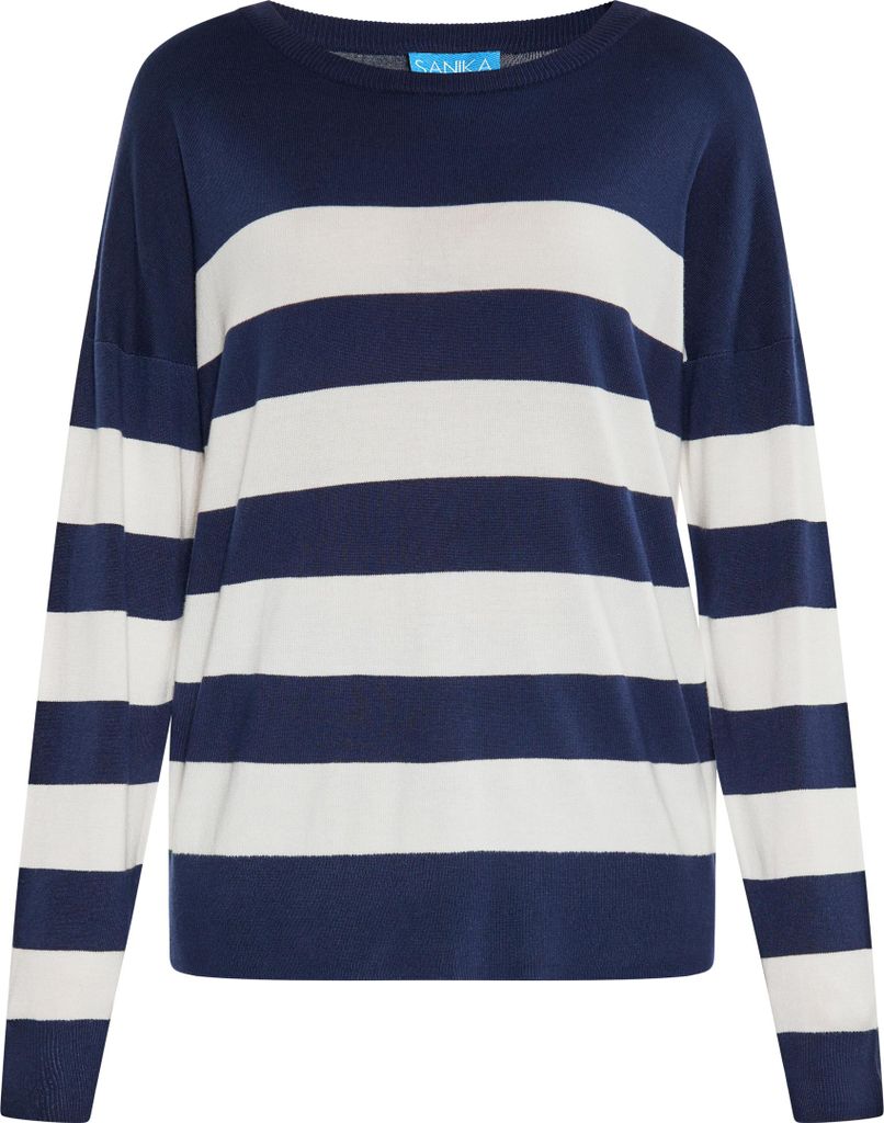 SANIKA damen pullover - marine weiss, L