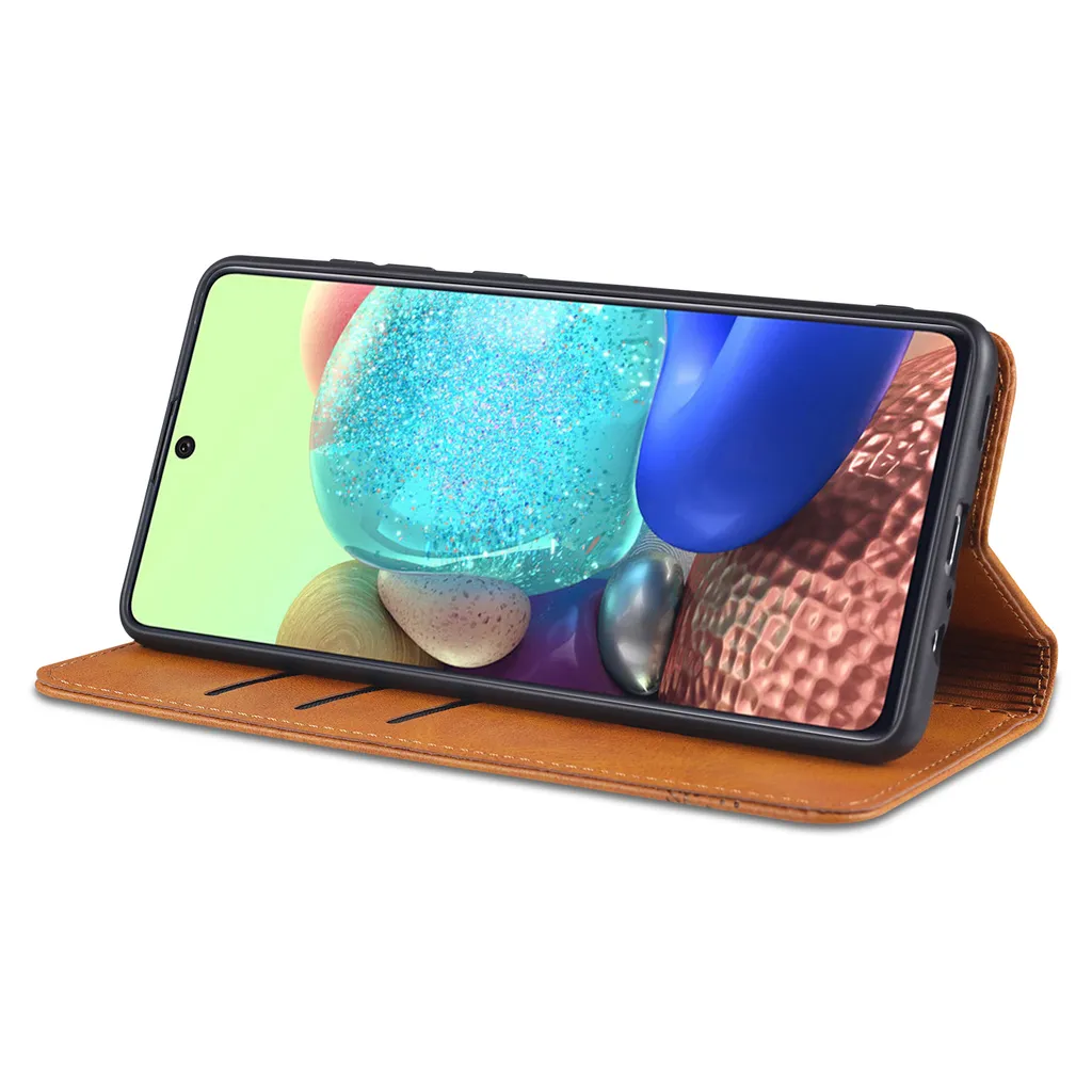 Custodia Samsung A72 Anti-Urto Marrone Pelle Portafoglio Robusta - 4